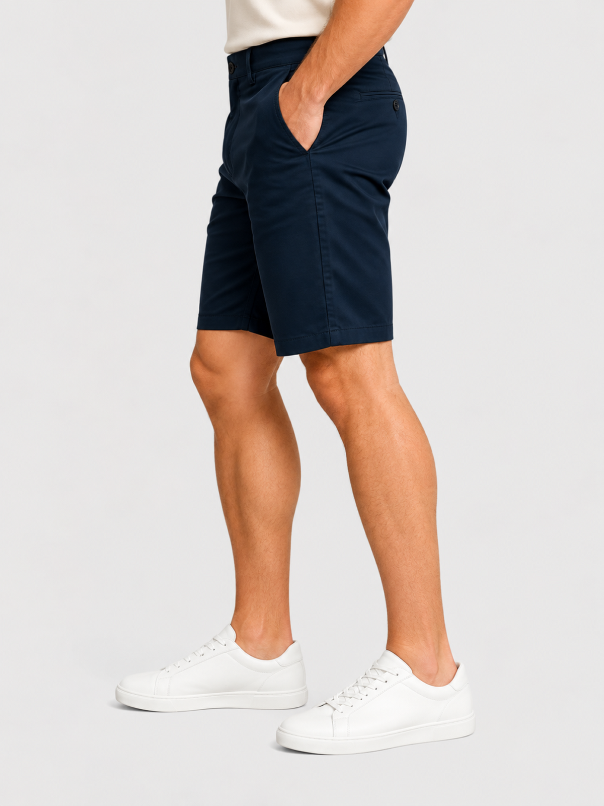 Men's navy blue denim Bermuda shorts
