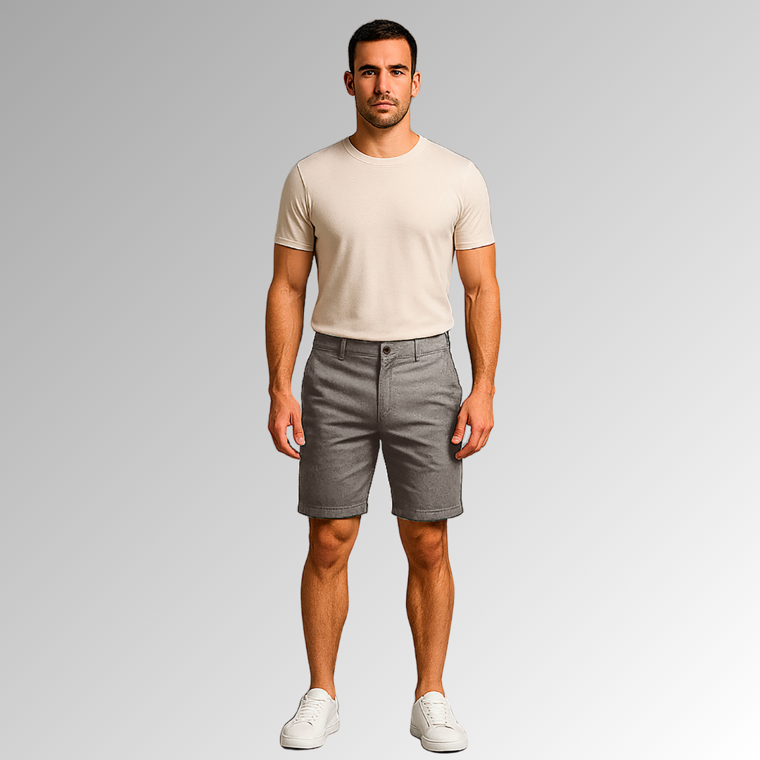 Bermuda de mezclilla gris para hombre