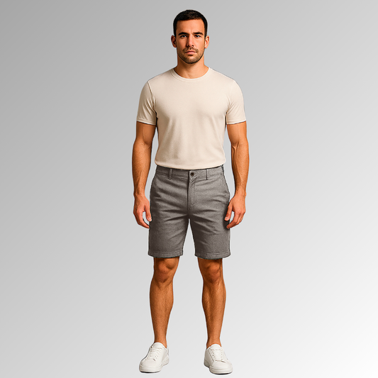 Bermuda de mezclilla gris para hombre