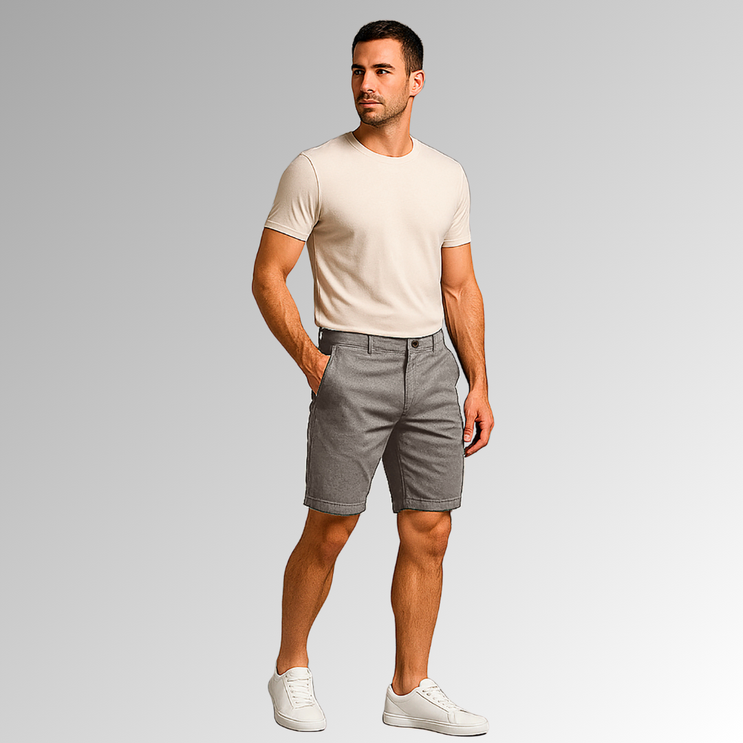 Bermuda de mezclilla gris para hombre