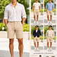 Men's sand-colored denim Bermuda shorts