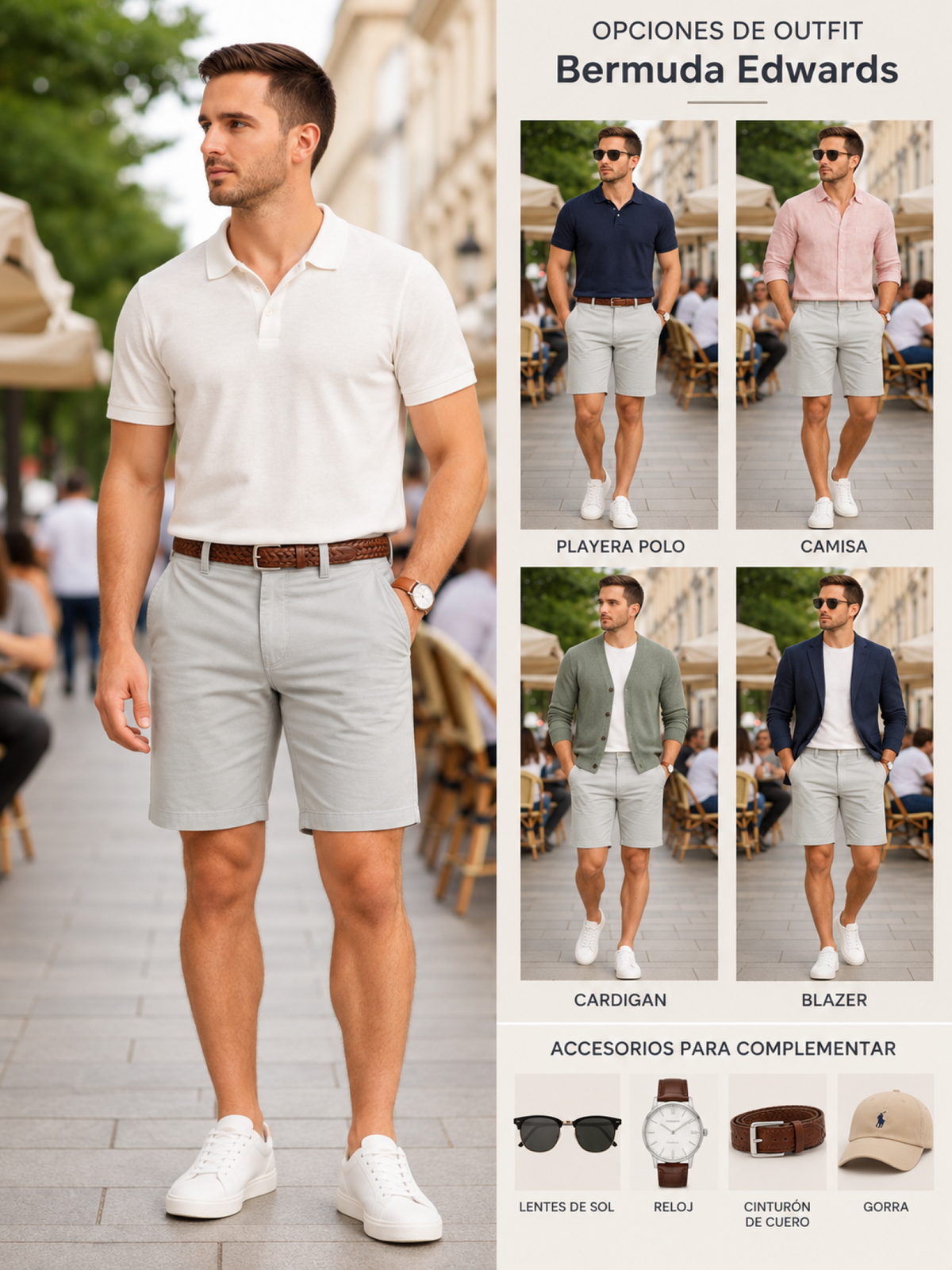 Men's gray denim Bermuda shorts