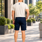 Men's navy blue denim Bermuda shorts
