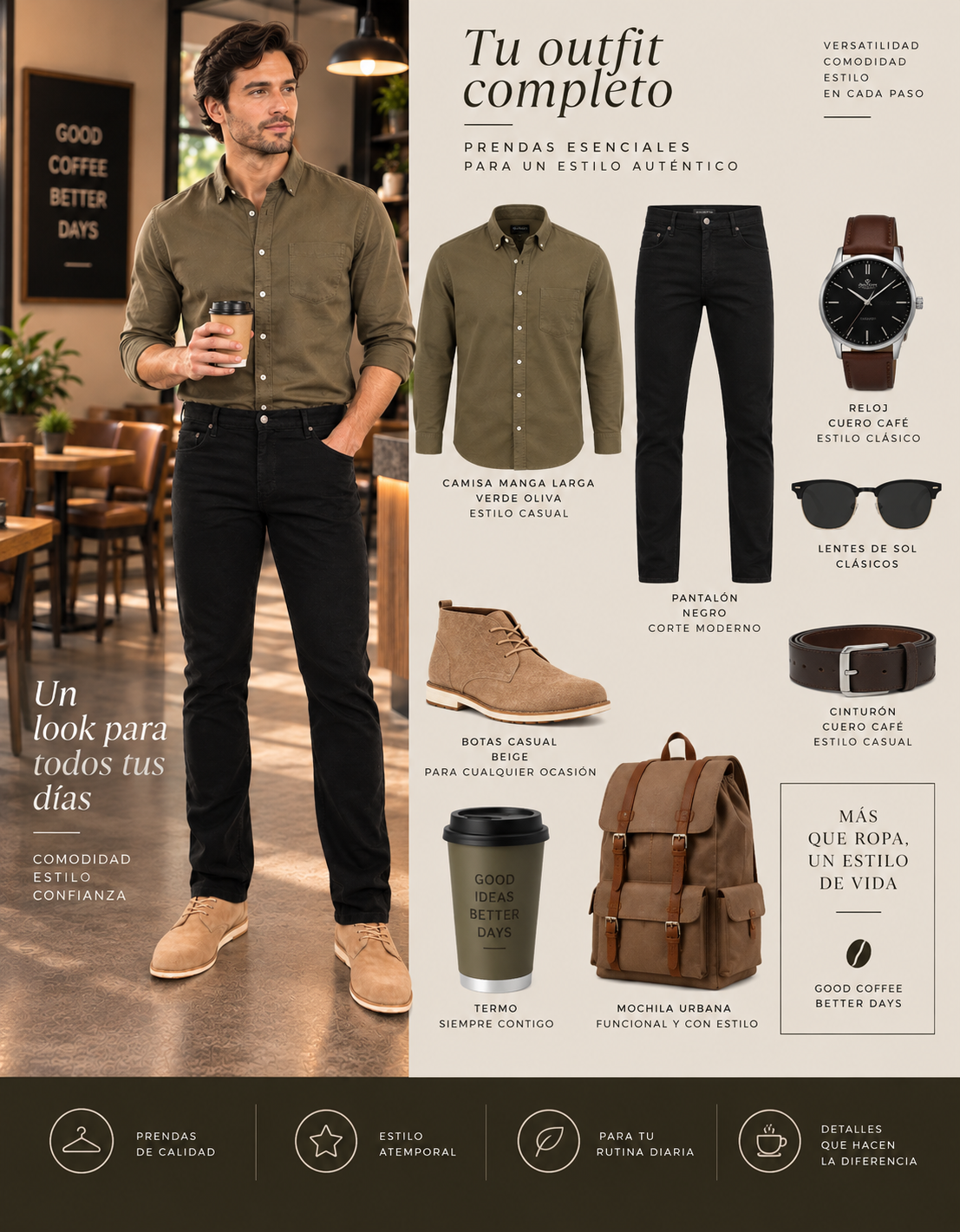 Pantalón Gabardina Skinny Negro Hombre