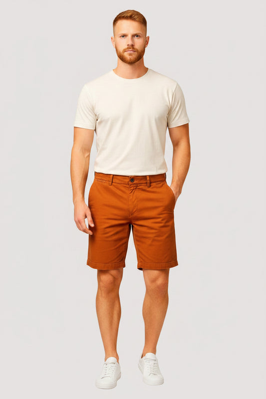 Men's ochre denim Bermuda shorts