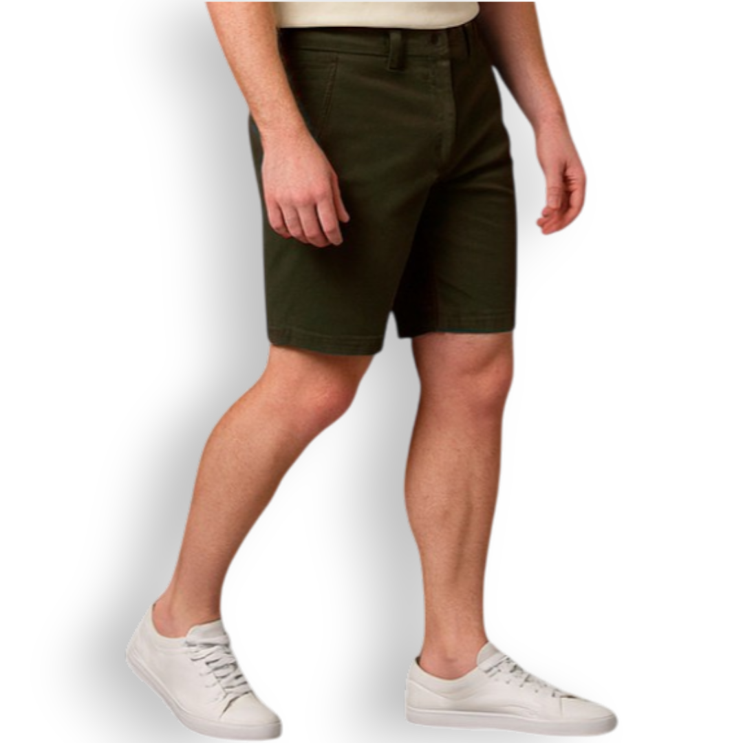 Bermuda de mezclilla verde olivo para hombre