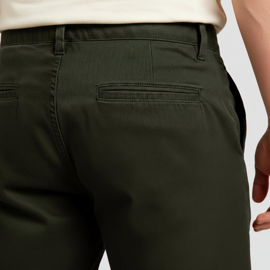 Men's olive green denim Bermuda shorts