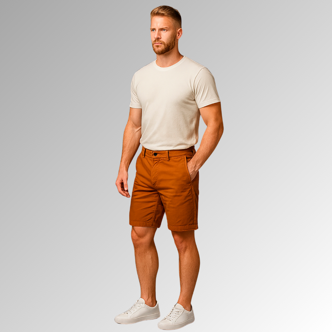 Bermuda de mezclilla ocre para hombre