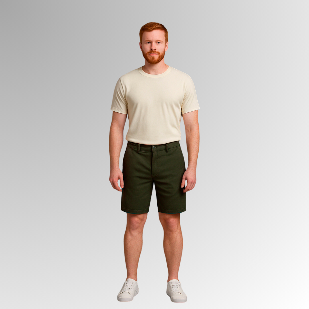 Bermuda de mezclilla verde olivo para hombre