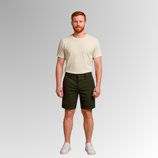 Bermuda de mezclilla verde olivo para hombre