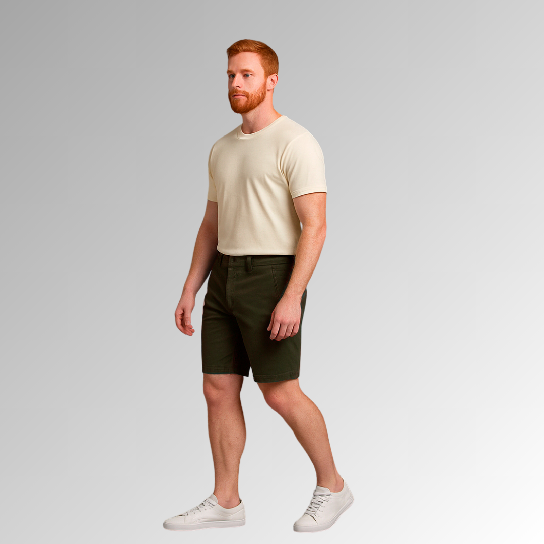 Bermuda de mezclilla verde olivo para hombre