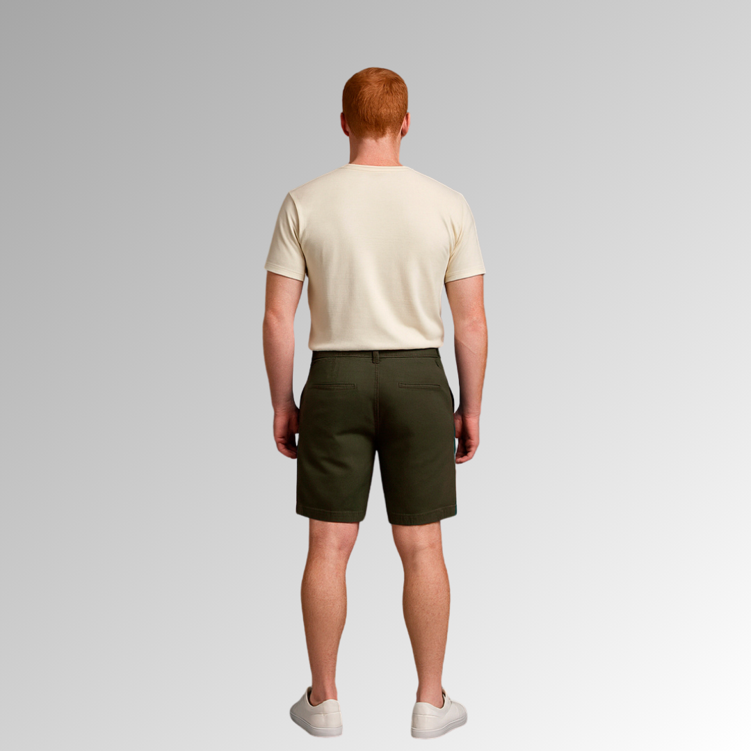 Bermuda de mezclilla verde olivo para hombre