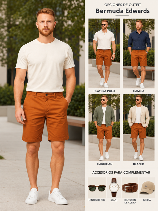 Men's olive green denim Bermuda shorts
