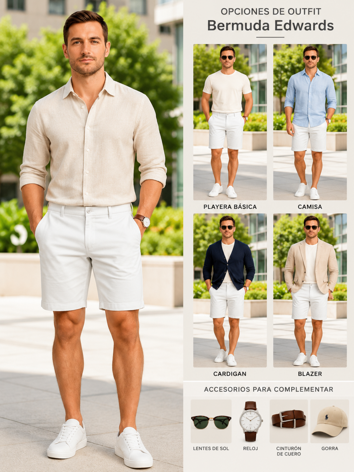 Bermudas Mezclilla Blanca Hombre Edwards