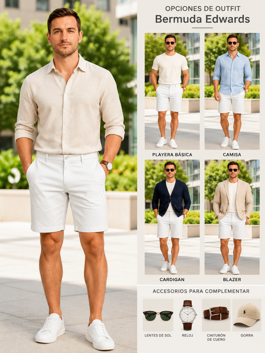 Bermudas Mezclilla Blanca Hombre Edwards