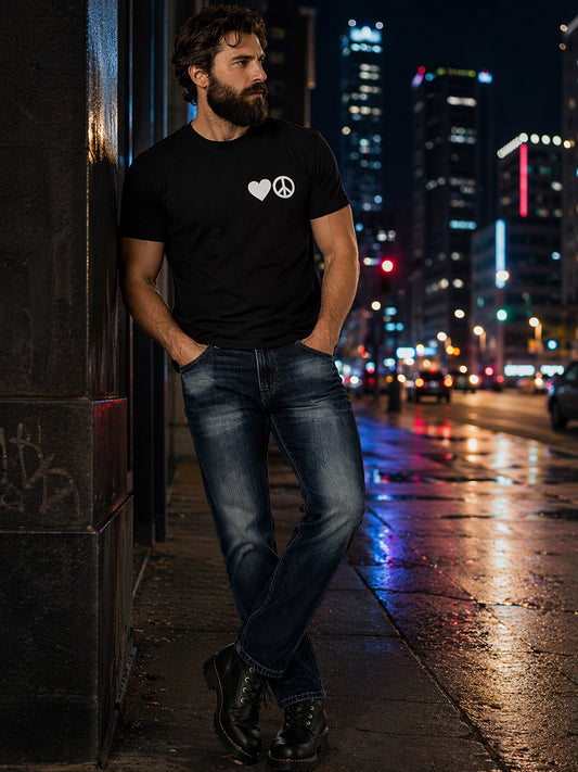 Jeans Recto Hombre Deslavado Bigotes Azul Oscuro