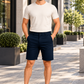 Men's navy blue denim Bermuda shorts