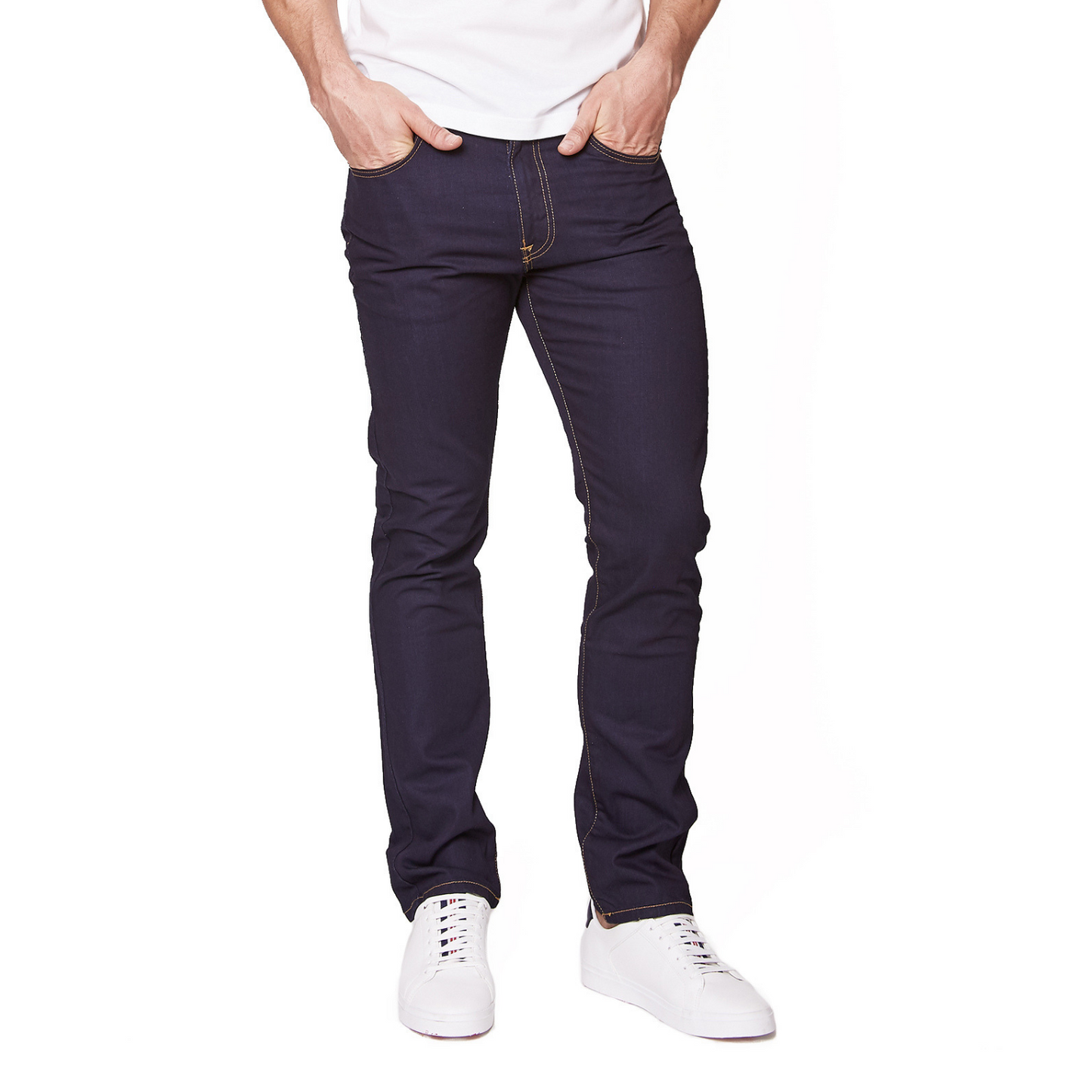 Jeans Slim Edward's 84Hombre Mezclilla Stretch Azul oscuro Desgastado Vintage