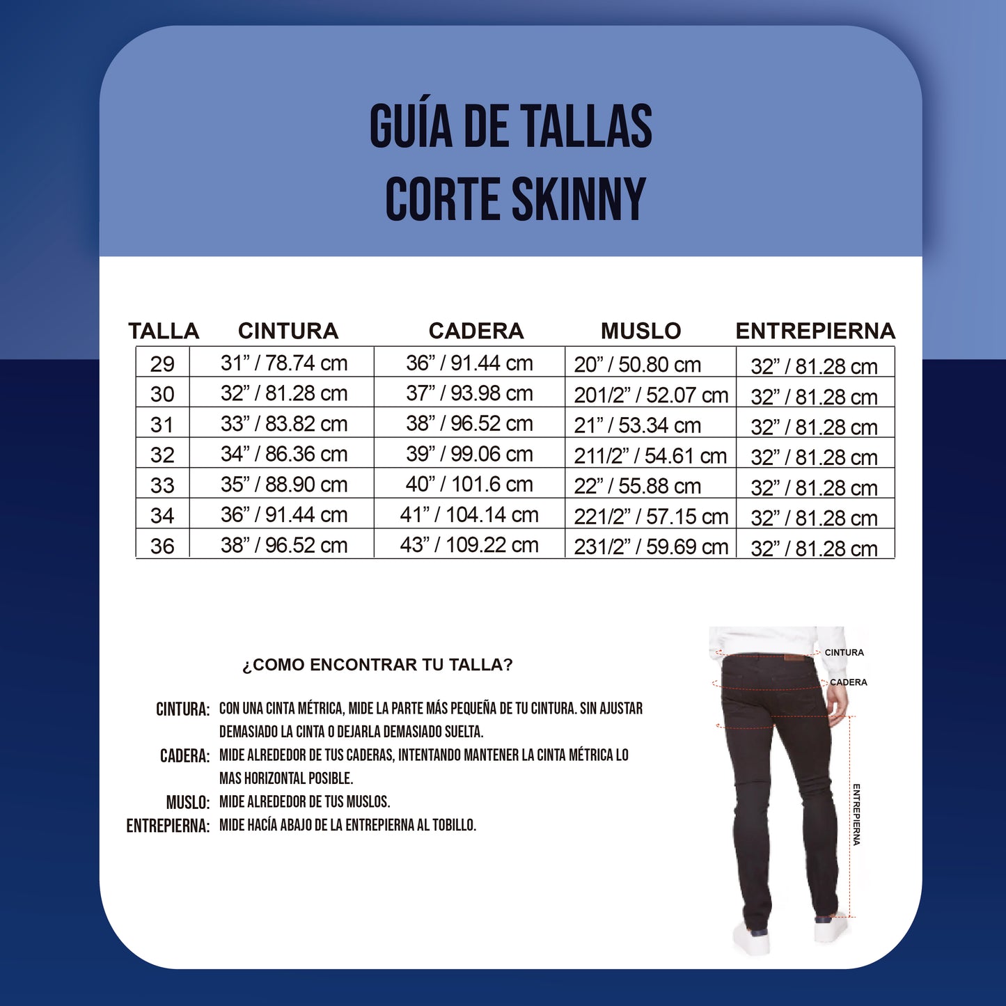 Edward's 8010 Jeans Skinny Hombre Mezclilla Stretch Azul oscuro Desgastado