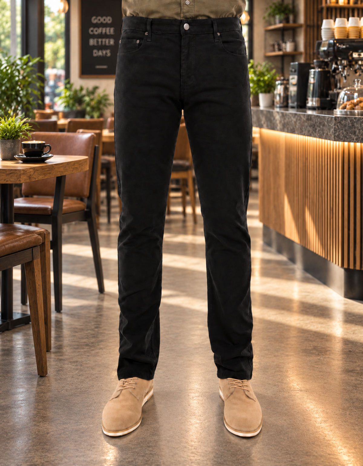 Pantalón Gabardina Skinny Negro Hombre