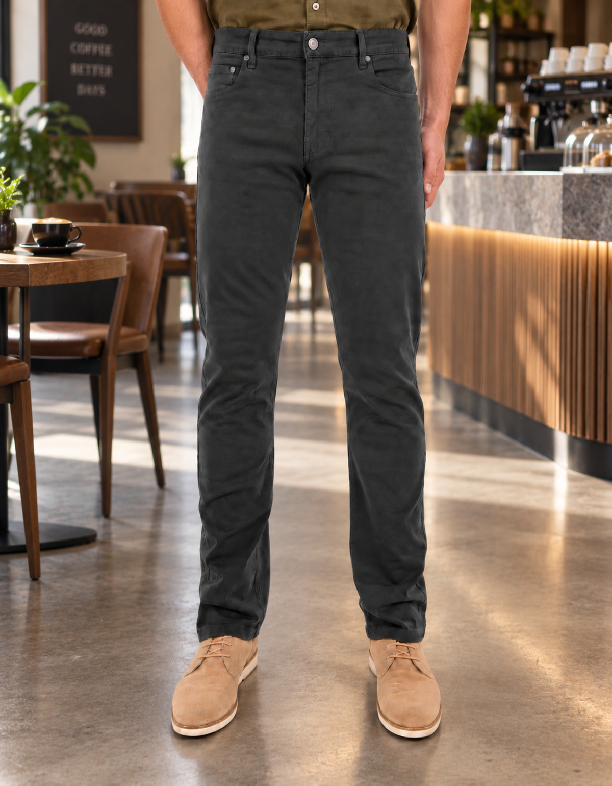 Pantalón Gabardina Skinny Gris Hombre