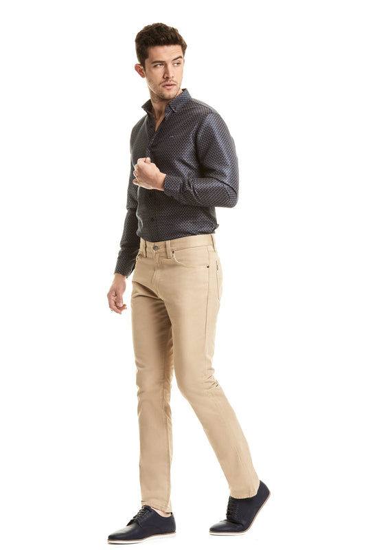 MEN'S SLIM GREY TWILL TROUSERS
