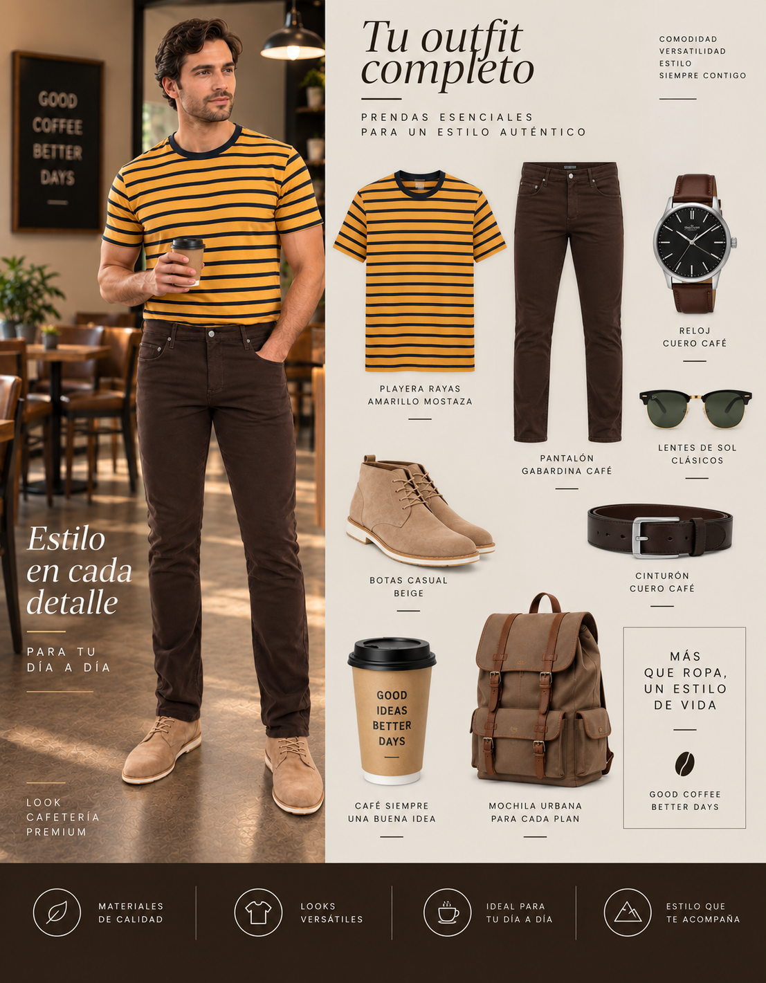 Pantalón Gabardina Skinny Café Hombre