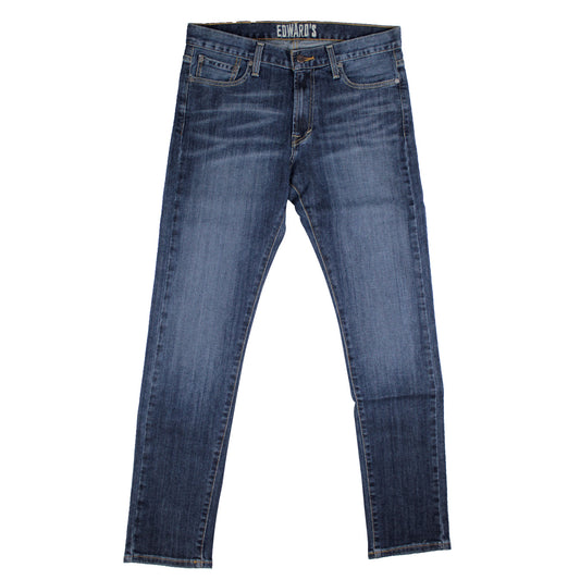 Edward's 2701 Jeans Skinny Hombre Mezclilla Stretch Azul medio Desgastado Bigotes
