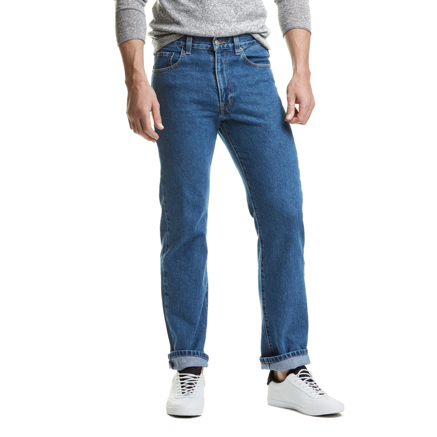Jeans para hombre Edwards 2601 (Stone), corte recto y 100% algodón. Jeans azules con botones metálicos, ajuste cómodo y estilo versátil para trabajo o casual.