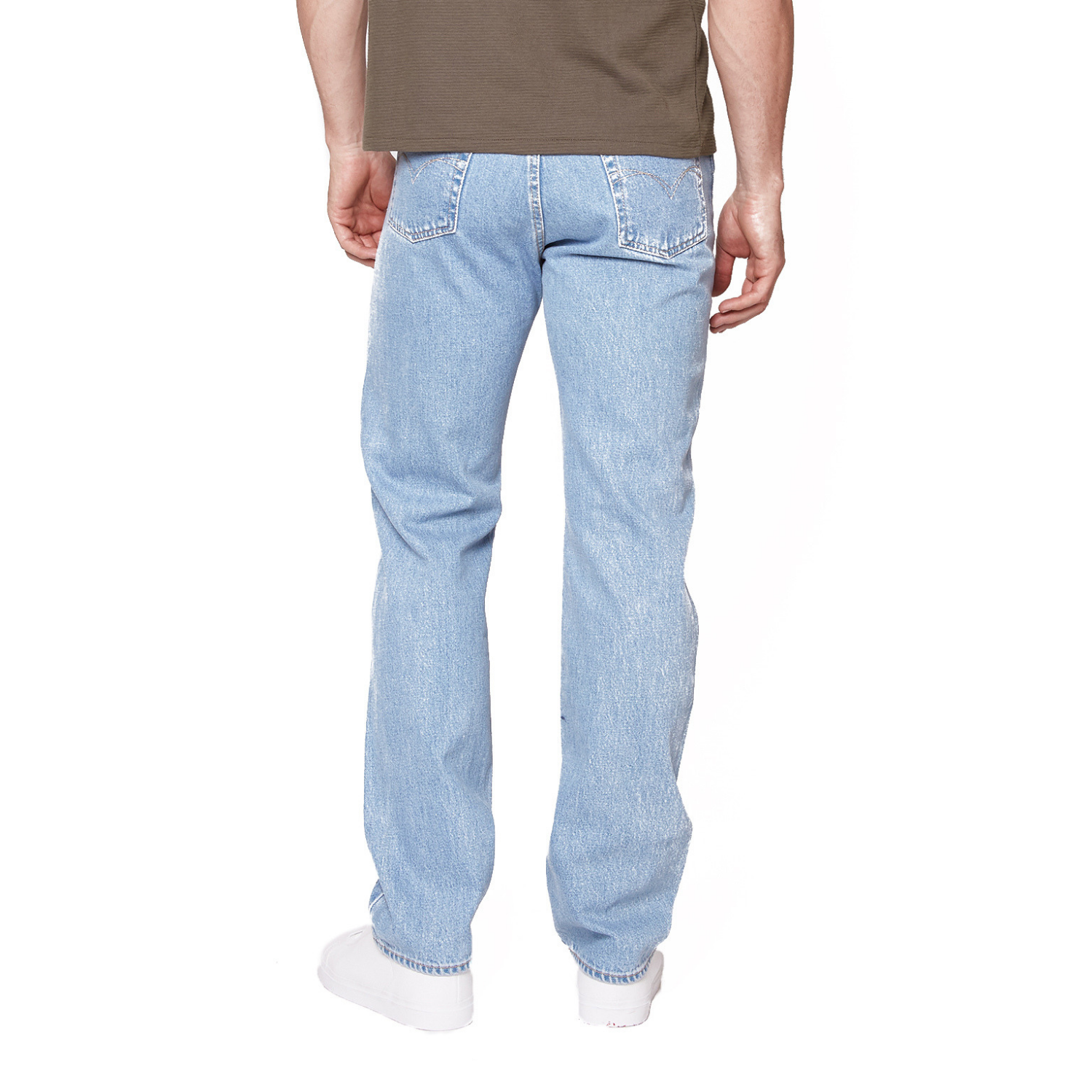 Pantalones Vaqueros Elásticos Enzo Para Hombre - Corte Recto, Azul Claro, Talla 36W/30L, 98% Algodón 2% Elastano